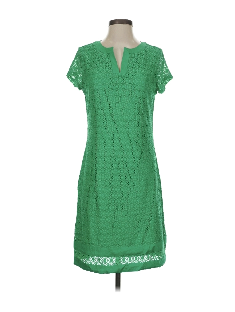 Isaac Mizrahi Vibrant Kelly Green Lace Shell Short Sleeve Midi Dress Size S